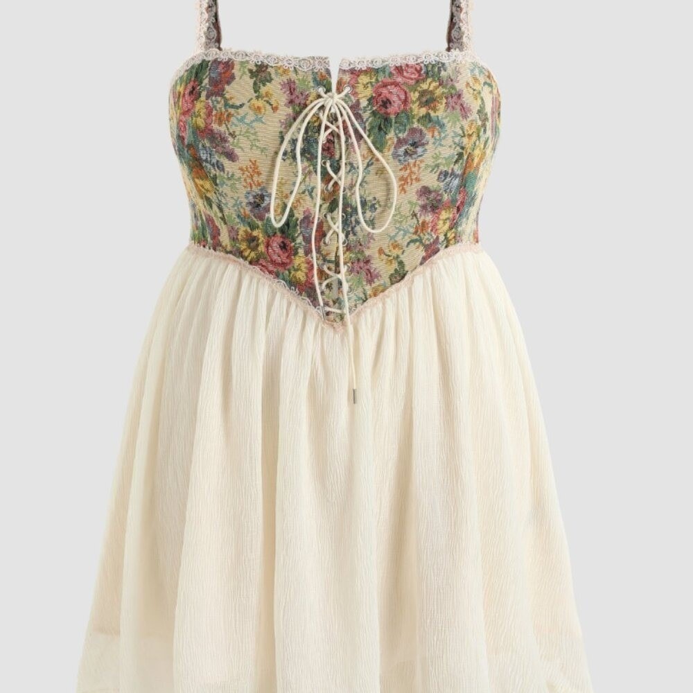 Garden Corset Mini Dress S‎ Cottagecore Fairy Romanticcore